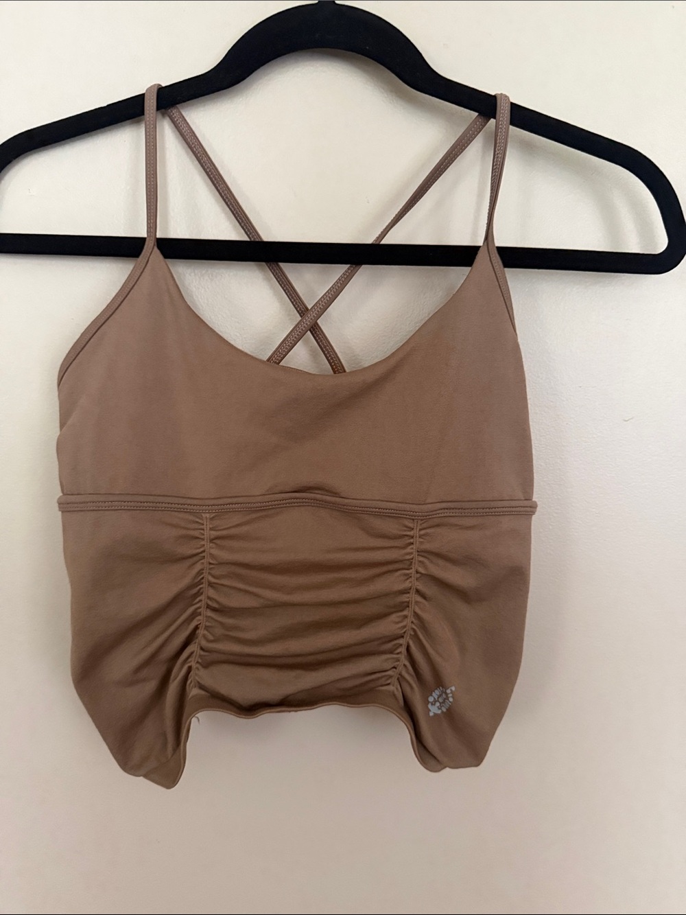 FP Movement by Free People Ruched Cropped Tank Top in Taupe